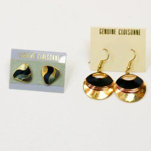 Genuine Black Cloisonné Earring Pairs